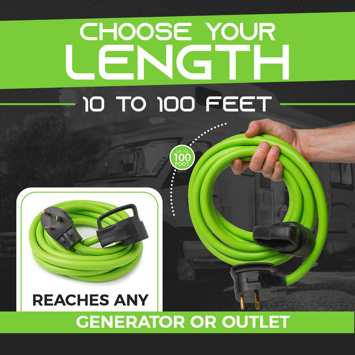 30 Amp 10/3 AWG NEMA TT-30 Generator Extension Power Cord - GearIT