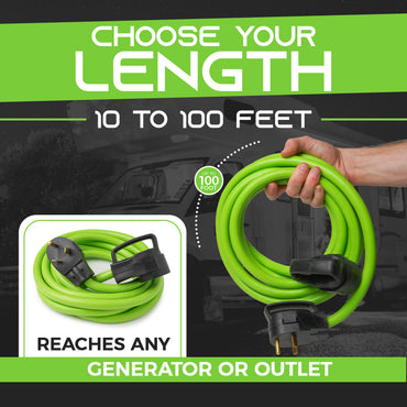 30 Amp 10/3 AWG NEMA TT-30 Generator Extension Power Cord - GearIT