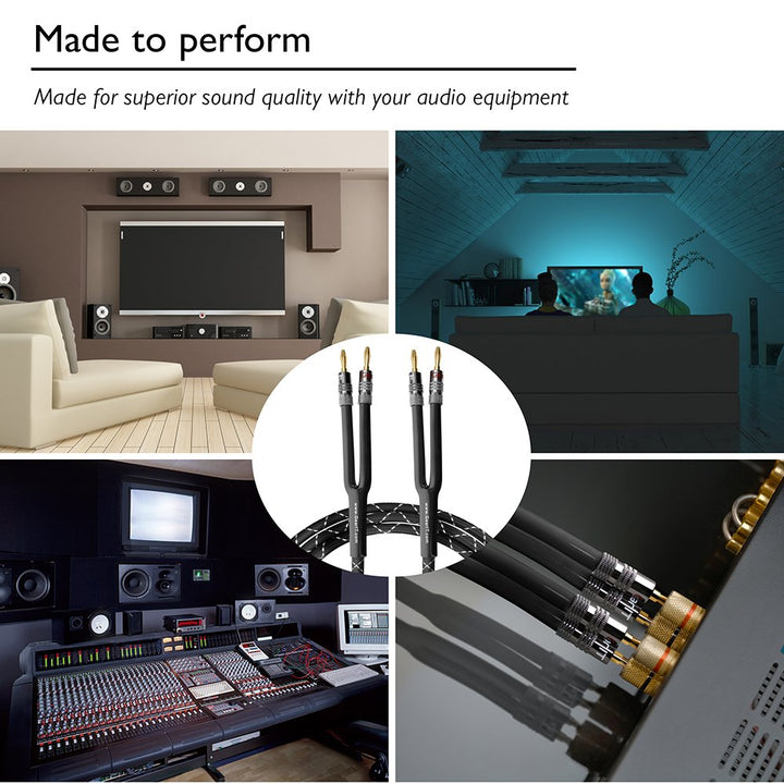GearIT 14AWG Premium Heavy Duty Braided Speaker Wire Cable Dual Gold Plated Banana Plug Tips - In-Wall CL2 - Oxygen-Free Copper (OFC) - www.gearit.com