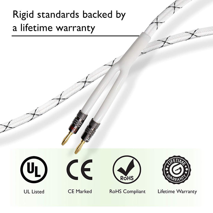 GearIT 14AWG Premium Heavy Duty Braided Speaker Wire Cable Dual Gold Plated Banana Plug Tips - In-Wall CL2 - Oxygen-Free Copper (OFC) - www.gearit.com