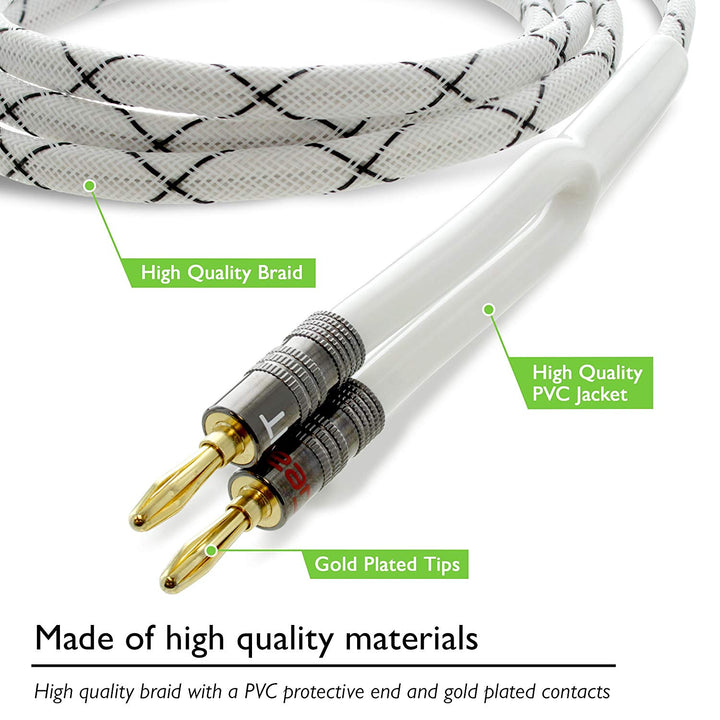 GearIT 14AWG Premium Heavy Duty Braided Speaker Wire Cable Dual Gold Plated Banana Plug Tips - In-Wall CL2 - Oxygen-Free Copper (OFC) - www.gearit.com