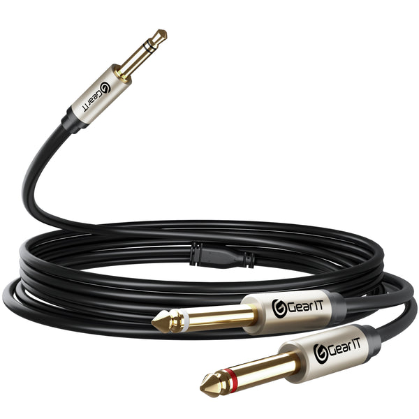 GearIT 2-Pack 1/8" (3.5mm) TRS to Dual 1/4" (6.35mm) TS Mono Stereo Y-Cable Splitter Cord - GearIT