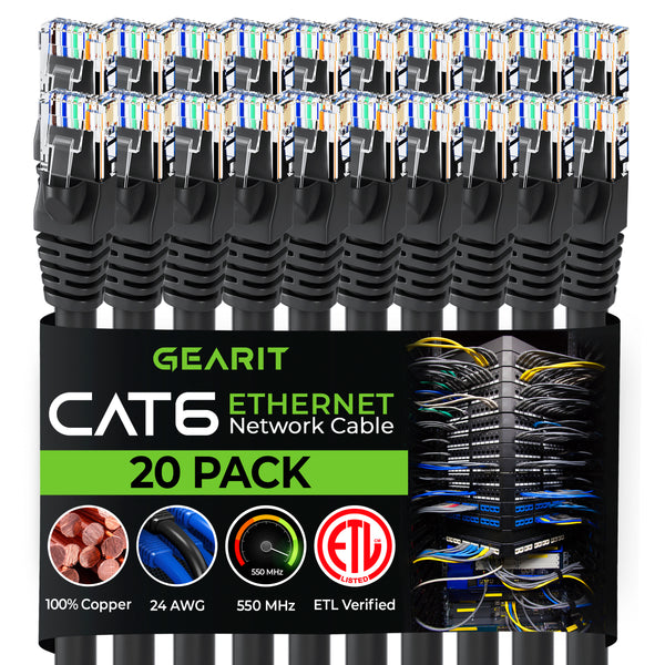 Cat 6 Ethernet Patch Cable (20-Pack) GearIT