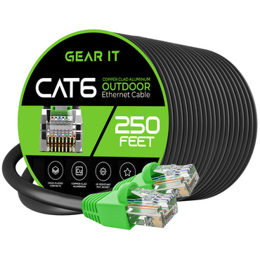 GearIT Cat6 CCA Outdoor Ethernet Cable for Direct Burial, Black - GearIT