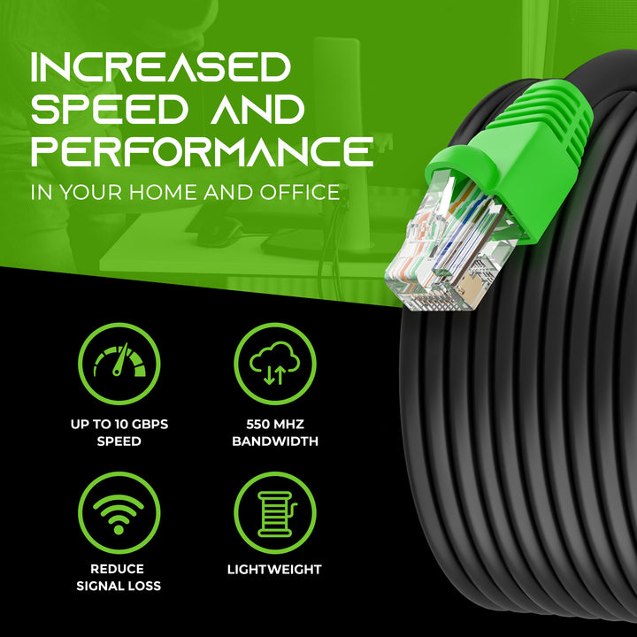 GearIT Cat6 CCA Outdoor Ethernet Cable for Direct Burial, Black - GearIT