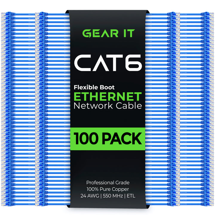 Flexible Soft Boot Cat6 Ethernet Patch Cable, Blue - GearIT