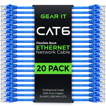 Flexible Soft Boot Cat6 Ethernet Patch Cable, Blue - GearIT