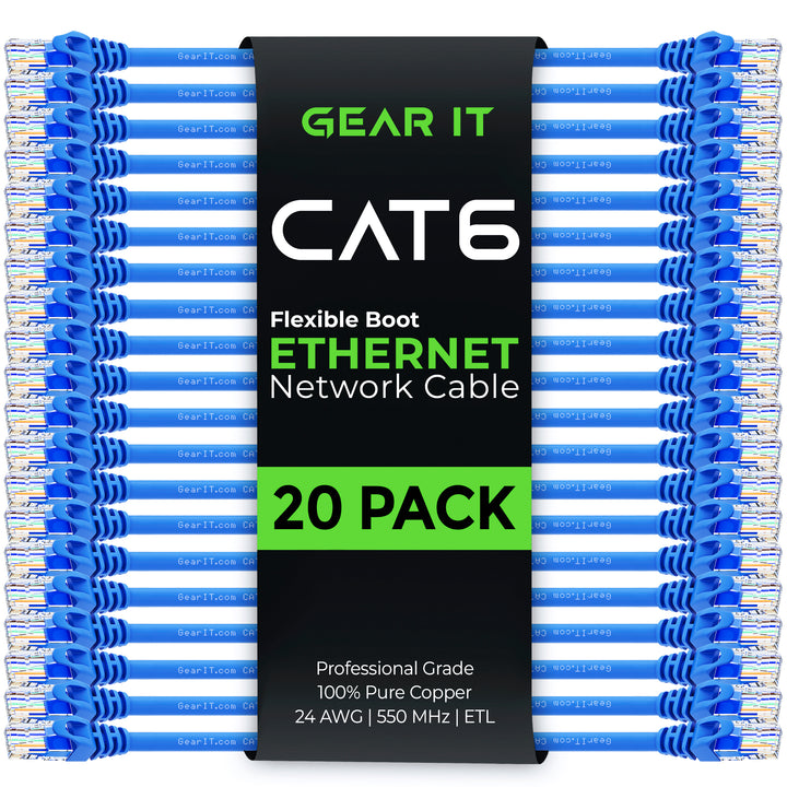 Flexible Soft Boot Cat6 Ethernet Patch Cable, Blue - GearIT