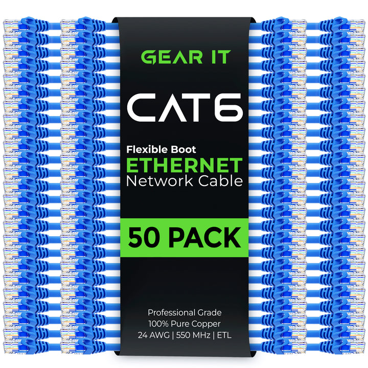 Flexible Soft Boot Cat6 Ethernet Patch Cable, Blue - GearIT