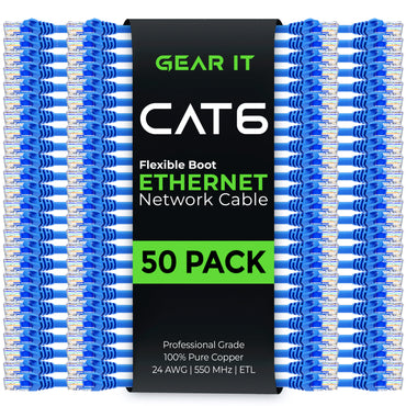 Flexible Soft Boot Cat6 Ethernet Patch Cable, Blue - GearIT