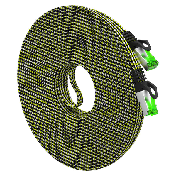 GearIT CAT 7 Ethernet Cable 33 Feet - 32 AWG Flat Patch Cable - Nylon Braided - GearIT