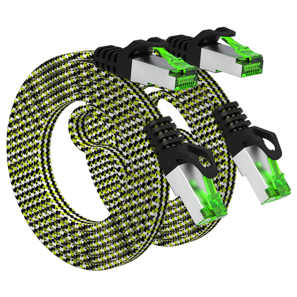 GearIT CAT 7 Ethernet Cable 3 Feet - 32 AWG Flat Patch Cable - Nylon Braided - GearIT