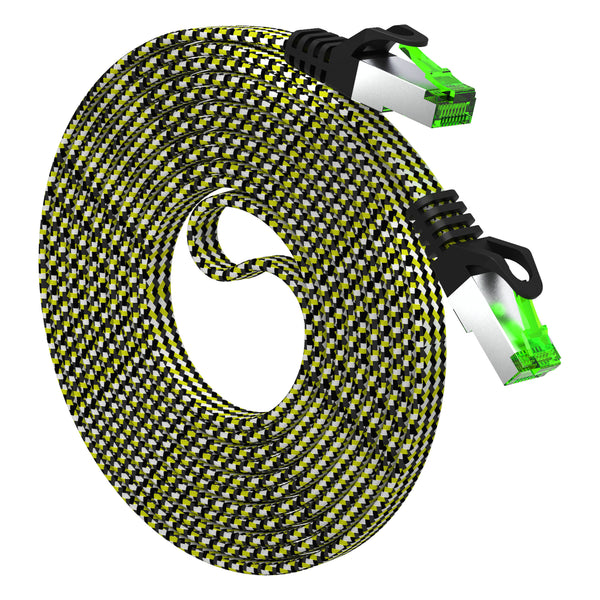 GearIT CAT 7 Ethernet Cable 7 Feet - 32 AWG Flat Patch Cable - Nylon Braided GearIT