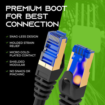 GearIT Cat8 Outdoor Ethernet Cable - Waterproof, Direct Burial, In-Ground, LLDPE, Black - GearIT
