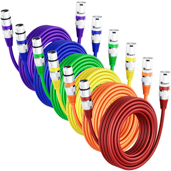 GearIT 6-Pack DMX Male to DMX Female Stage Lighting Cable (XLR Compatible) - GearIT