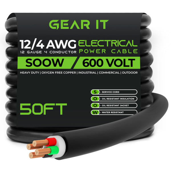 12/4 SOOW OFC Power Cable 600V Electric Wire - GearIT