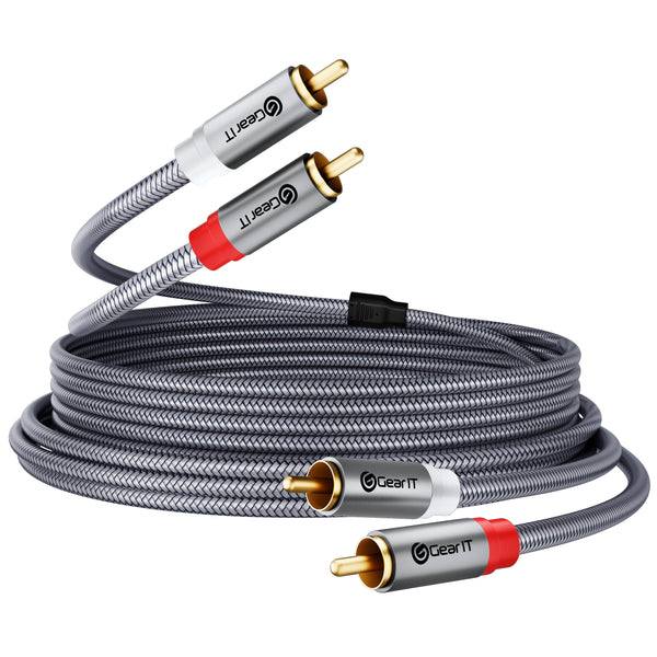 GearIT 2 RCA Male to 2 RCA Male Stereo Audio Cables RCA Stereo Cable Shielded Braided GearIT