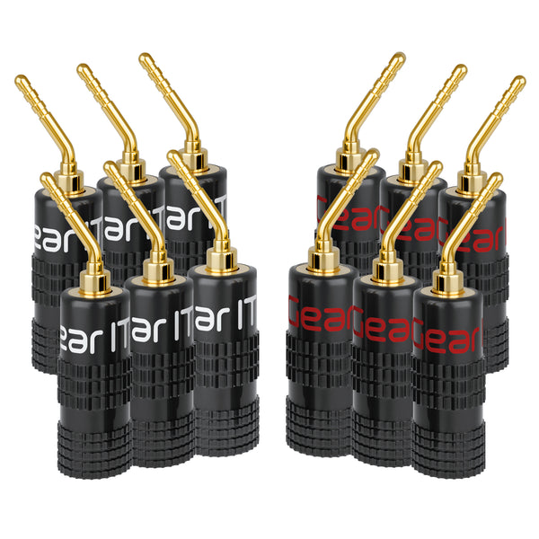 GearIT Speaker Banana Plugs - 2mm Pin Plug Screw Type - Gold Plated Connectors, 6 Pair 12 Pieces - GearIT