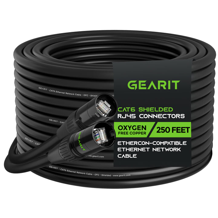 CAT6 EtherCON Cable for Pro Audio, Black - GearIT