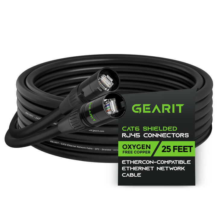 CAT6 EtherCON Cable for Pro Audio, Black - GearIT