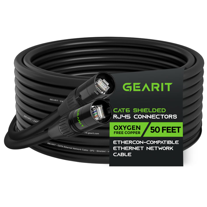 CAT6 EtherCON Cable for Pro Audio, Black - GearIT