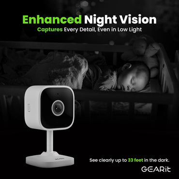 GEARit Wifi Indoor Camera for Baby & Pet Monitor - 2K Video, 2-Way Audio
