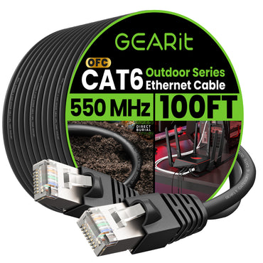 Cat6 Outdoor Ethernet Cable - 23AWG LLDPE Weatherproof Jacket S/FTP Direct Burial