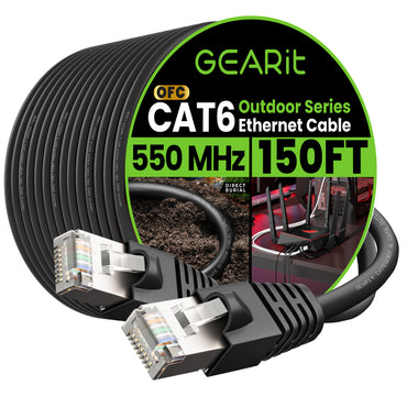 Cat6 Outdoor Ethernet Cable - 23AWG LLDPE Weatherproof Jacket S/FTP Direct Burial