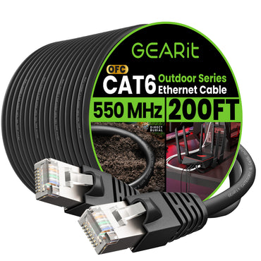 Cat6 Outdoor Ethernet Cable - 23AWG LLDPE Weatherproof Jacket S/FTP Direct Burial