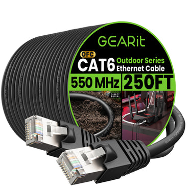 Cat6 Outdoor Ethernet Cable - 23AWG LLDPE Weatherproof Jacket S/FTP Direct Burial