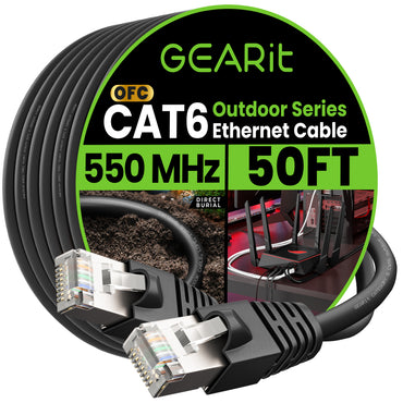 Cat6 Outdoor Ethernet Cable - 23AWG LLDPE Weatherproof Jacket S/FTP Direct Burial