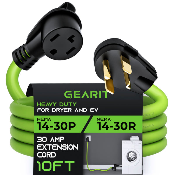 GearIT 30-Amp 10/4 AWG NEMA 14-30P to 14-30R STW EV Power Cable GearIT