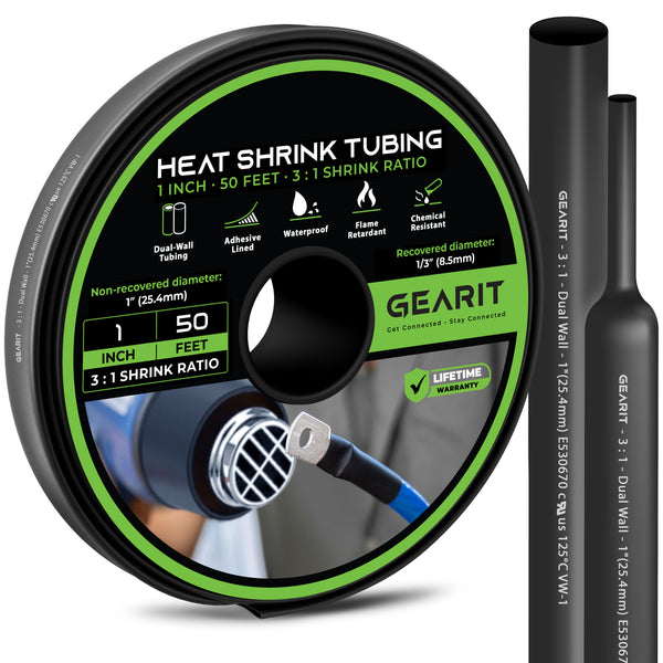 Dual-Wall Heat Shrink Tubing 3:1 Ratio Adhesive Lined, 50 Feet GearIT