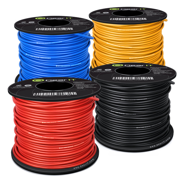GearIT 16 Gauge Power Ground Electrical Wire Copper Clad Aluminum Single Conductor 4 Primary Colors GearIT