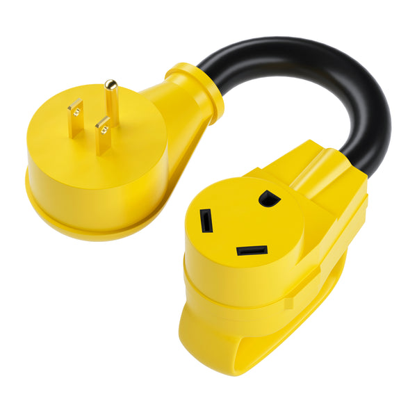 GearIT 15 AMP Male (NEMA 5-15P) to 30 AMP Lock (NEMA TT-30R) RV Dogbone Adapter Cord, 1 Foot - GearIT