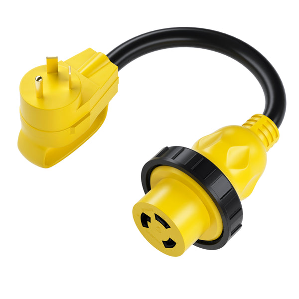 GearIT 30 AMP Male (NEMA TT-30P) to 30 AMP (NEMA L5-30R) Female Twist Lock RV Dogbone Generator Adapter Cord, 1 Foot - GearIT