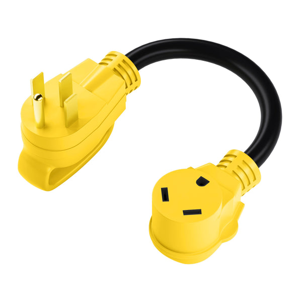 GearIT 50 AMP Male (NEMA 14-50P) to 30 AMP Female 3 Prongs (NEMA TT-30R) RV Dogbone Generator Adapter Cord, 1.5 Feet - GearIT