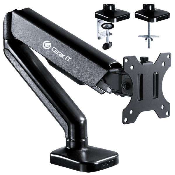 GearIT Single Monitor Mount Desk Stand Up to 32" Monitor - Fully Adjustable Tilt, Swivel, Rotate (Up to 19.8 lbs) - GearIT