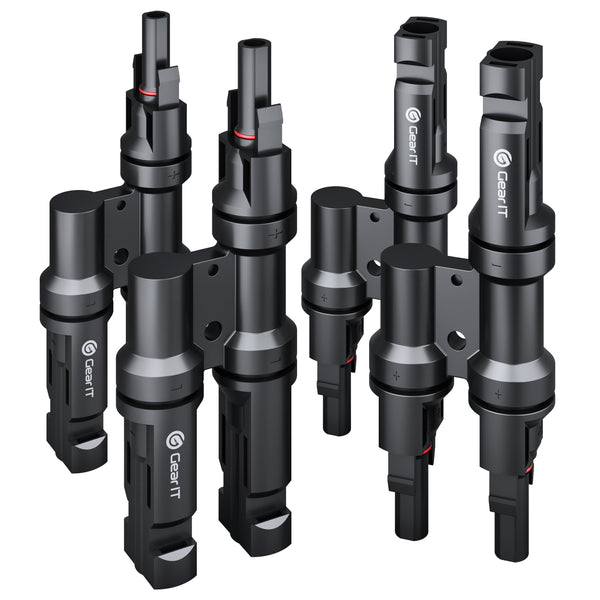 GearIT Solar Panel Parallel Connectors with Male to Female Solar Connectors for Multi Branch Adapter - GearIT