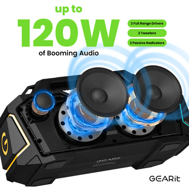 GEARit BOOM 120W Portable Bluetooth Speaker IPX6