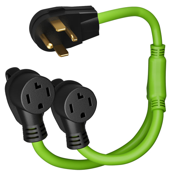 30 Amp NEMA 14-30P to Dual NEMA 14-30R Splitter Power Cord Adapter - 4 Prong STW 10AWG 4C - GearIT