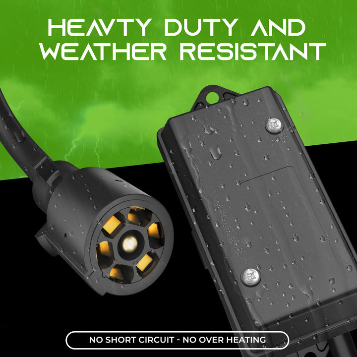 7 Way Plug Inline Trailer Cord with Weatherproof 7 Gang Junction Box - GearIT