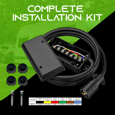 7 Way Plug Inline Trailer Cord with Weatherproof 7 Gang Junction Box - GearIT