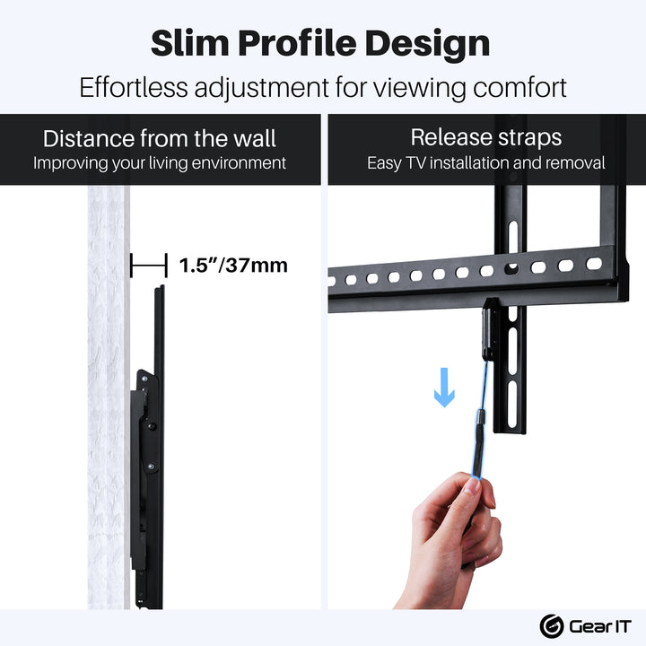 GearIT 37"-80" TV Wall Mount - Slim Full Tilt (Up to 165 lbs) - GearIT
