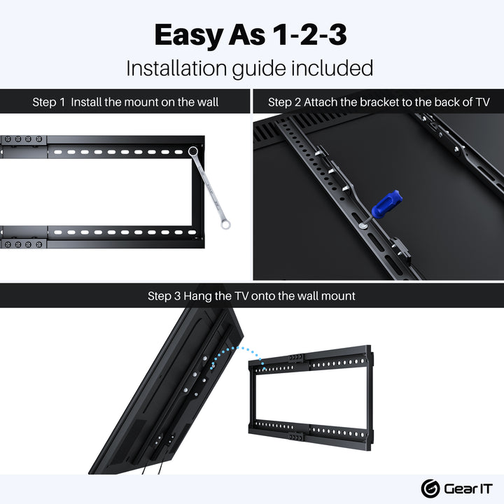 GearIT 37"-80" TV Wall Mount - Slim Full Tilt (Up to 165 lbs) - GearIT
