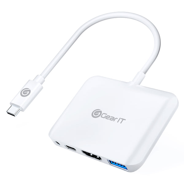 GearIT USBC to HDMI USB-A 3.5mm 100W PD Passthrough, 4K@120Hz DP Alt Mode Audio/Mic Port, Type C Thunderbolt 3/4 Compatible - GearIT