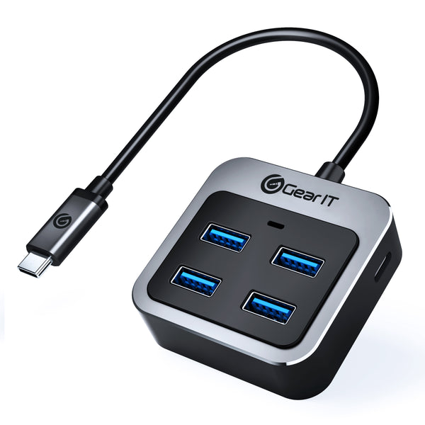 GearIT USB-C to USB-A Adaptor Type C HUB with BC1.2 Charging, x4 USB A 3.0, Type C Thunderbolt 3/4 compatible - GearIT