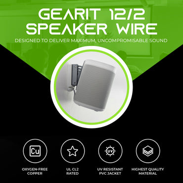 GearIT 12 AWG In Wall Speaker Wire - CL2 Rated - Oxygen Free Copper (OFC), White GearIT