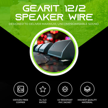 12 AWG OFC CL3 Outdoor Speaker Wire, Black GearIT