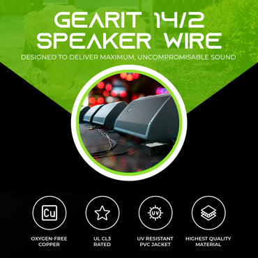 14/2 AWG OFC CL3 Outdoor Speaker Wire, Black - GearIT
